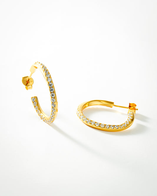 TWIST ZIRCONIA HOOP EARRINGS